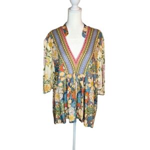 Blank London Stephanie Floral Boho 3/4 Sleeve Top LP